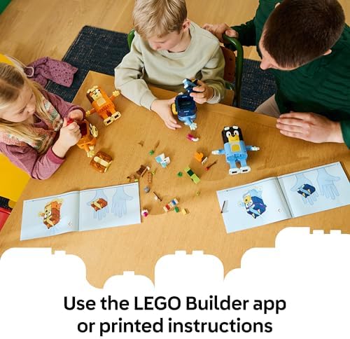 LEGO Bluey - Família Bluey Construída com Peças - Brinquedo Educativo com 4 Figuras com Expressões Mutáveis e Acessórios - Conjunto Montessori - Presente de Aniversário para Meninas e Meninos a partir de 5 Anos - 11217