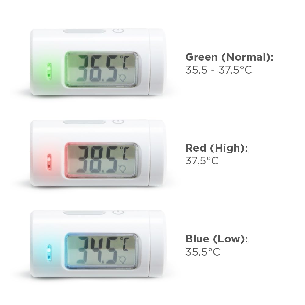 Munchkin Termômetro infravermelho | Sem contato e sem toque para bebês, com tela LCD de um botão | Compacto e prático para viagens | Temperatura corporal infantil com alerta de febre, itens essenciais para bebês