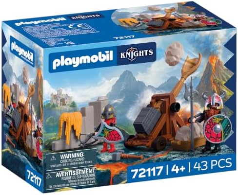 Playmobil | Cavaleiros | Catapulta do Cavaleiro do Dragão | Catapulta de Pedra com Função de Disparo e Muralha de Pedra | Brinquedo de Cavaleiros para Crianças a partir de 4 Anos | 72117