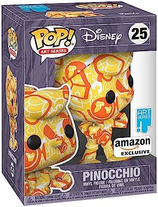 Funko Pop! Série Artista: DTV - Disney - Pinóquio em Esmalte - Personagens Clássicos da Disney - Exclusivo da Amazon - Figura Colecionável em Vinil - Inclui Estojo Protetor de Plástico Premium