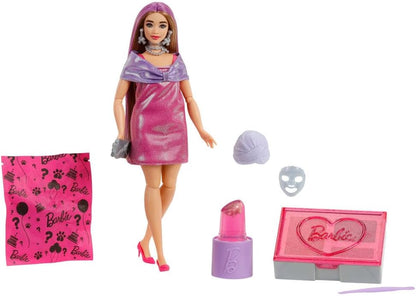 Barbie Festa sem Caixa: Boneca e Acessórios, Série Festa Glamourosa com 10 Surpresas, Incluindo Boneca Rosa Brilhante que Muda de Cor, JFY67