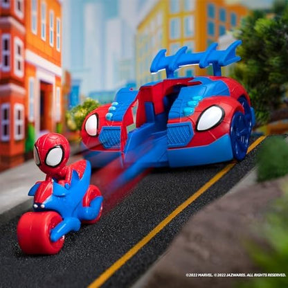 Homem-Aranha e seus Incríveis Amigos Marvel SNF0113 2 em 1 Veículo de Ataque com Lançador de Teias - Brinquedo Essencial para Todos os Fãs do Homem-Aranha
