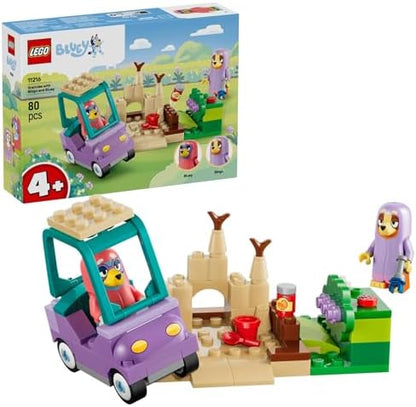 LEGO Bluey Vovós com Bingo e Bluey - Brinquedo Educativo com Carro, 2 Minifiguras e Jardim - Conjunto Montessori - Presente de Aniversário para Meninas e Meninos a partir de 4 Anos - 11216