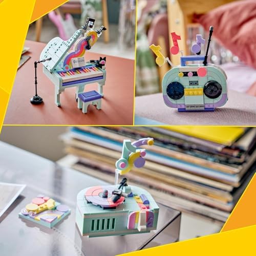 LEGO Creator 3 em 1 Piano Musical Decorativo com Brinquedo de Gato - Kit de Modelo Retrô que se Transforma em Rádio ou Toca-Discos - Decoração DIY para Quarto Infantil - Presente de Aniversário para Meninas e Meninos a partir de 9 Anos - 31392