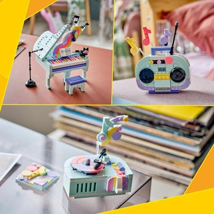 LEGO Creator 3 em 1 Piano Musical Decorativo com Brinquedo de Gato - Kit de Modelo Retrô que se Transforma em Rádio ou Toca-Discos - Decoração DIY para Quarto Infantil - Presente de Aniversário para Meninas e Meninos a partir de 9 Anos - 31392