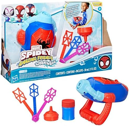 Marvel Homem-Aranha e Seus Incríveis Amigos – Lançador de Bolhas de Água com 3 Varinhas, Solução para Bolhas e Funil de Recarga – Brinquedo de Faz de Conta para Crianças a partir de 3 Anos