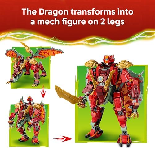 LEGO NINJAGO Dragão Mecânico Transformável do Wyldfyre - Figura de Ação Ninja 2 em 1 com o Mecânico da Imperatriz Beatrix e 6 Minifiguras - Presente de Aniversário para Meninos e Fãs a partir de 9 Anos - 71868