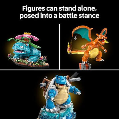 LEGO Pokémon Venusaur, Charizard e Blastoise - Kit de Modelo 3D para Adultos - 3 Figuras de Anime para Decoração de Quarto ou Mesa - Presente Colecionável para Fãs de Jogos - 72153