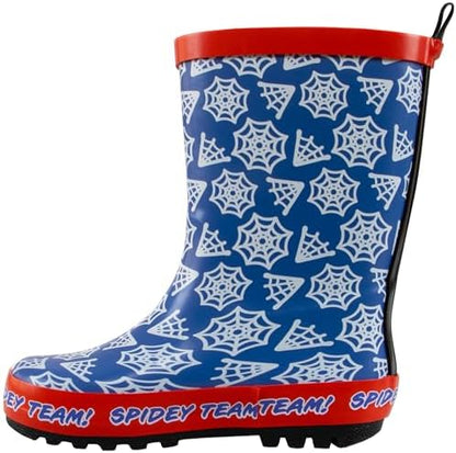 Botas de borracha Marvel para meninos | Botas de borracha do Homem-Aranha | Botas infantis do Homem-Aranha e seus amigos incríveis | Botas de borracha para crianças | Tamanhos 5 a 2