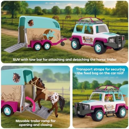 Playmobil | I Love Horses | Veículo Off-Road com Reboque para Cavalos | Conjunto de transporte com amazona, cavalo, acessórios e rampa móvel | Para crianças a partir de 4 anos | 72129