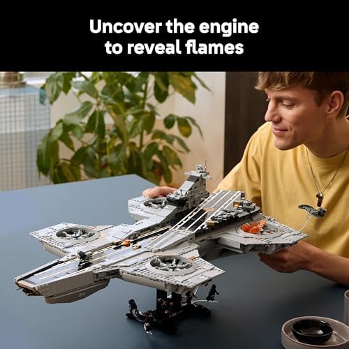 LEGO ǀ Marvel S.H.I.E.L.D. Helicarrier - Kit de Modelo de Porta-Aviões para Adultos - 6 Minifiguras incluindo Capitão América e Nick Fury - Decoração de Prateleira DIY - Presente dos Vingadores para Fãs - 76354