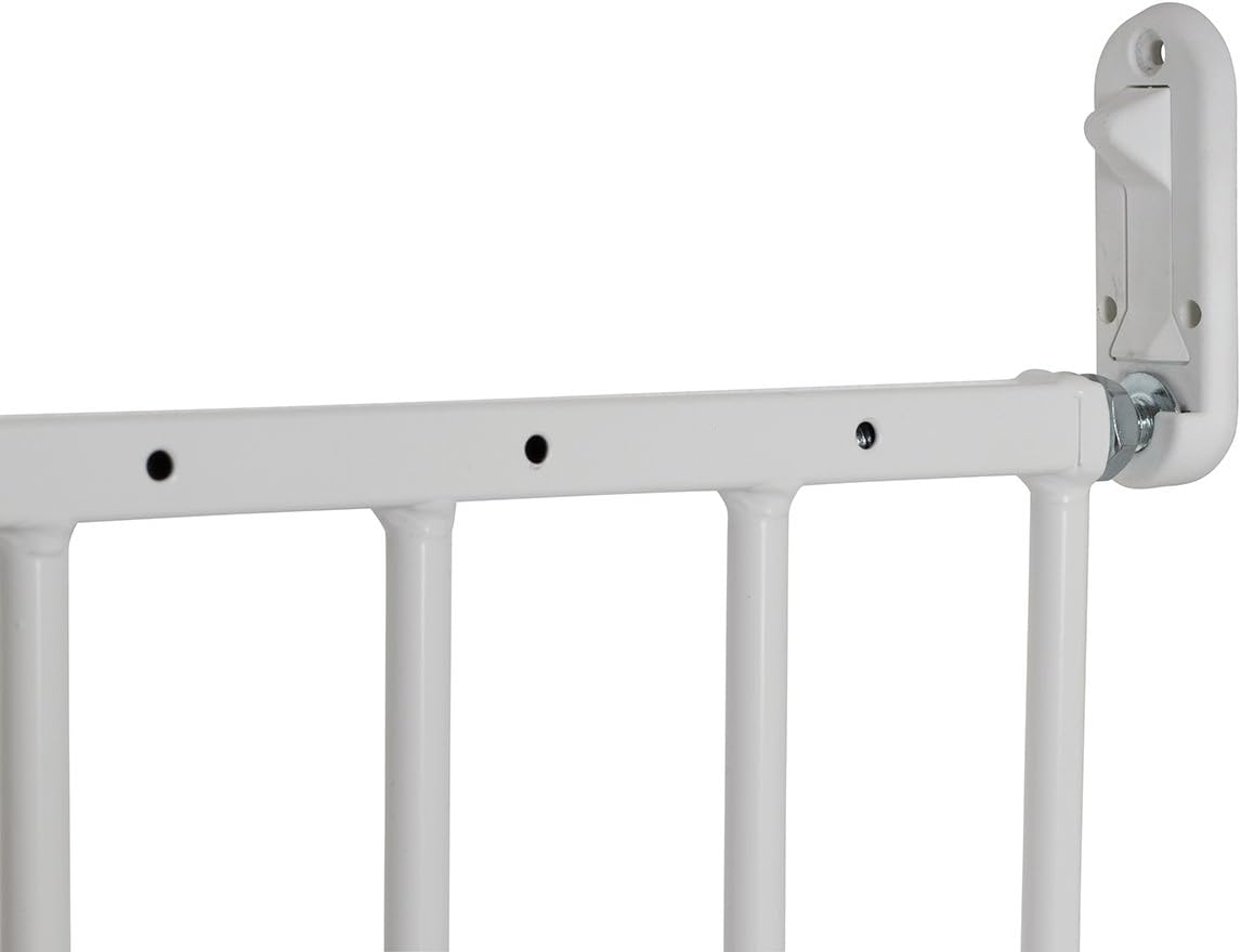 Barrera de seguridad metálica extensible BabyDan Multidan, blanca - Se adapta a aberturas de 62,5 cm a 106,8 cm - Puerta de ajuste con tornillos y presión Munchkin Lindam Sure Shut Axis también es adecuada como puerta para perros