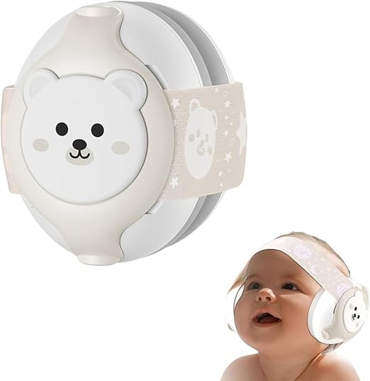 Fones de ouvido para bebês, proteção auditiva para bebês de 0 a 36 meses, NRR de 25dB, cancelamento de ruído com estampa de urso, essenciais para viagens de avião, melhoram o sono e são ideais para atividades ao ar livre.