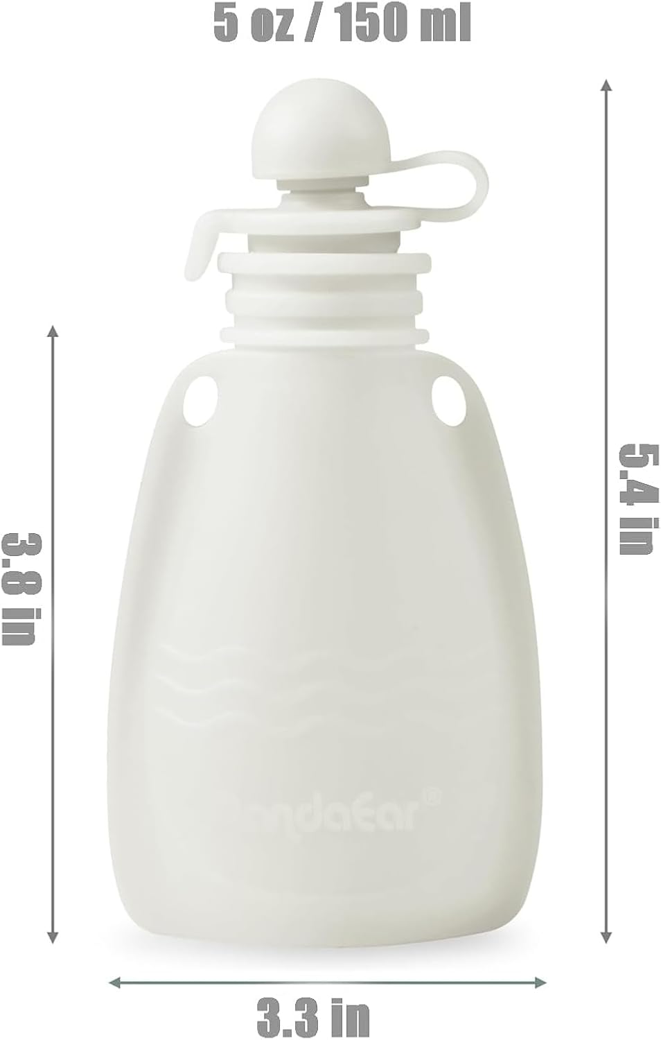 PandaEar Conjunto de 3 saquinhos de silicone reutilizáveis para papinha da, com 3 colheres dosadoras de silicone para purê e armazenamento de alimentos para bebês (cinza claro e nogueira).