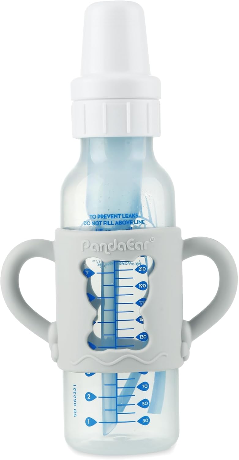 PandaEar Conjunto de 4 Alças de Silicone Compatíveis com Mamadeiras Estreitas Dr. Brown's de 250 ml (8 oz), Suportes para Mamadeira
