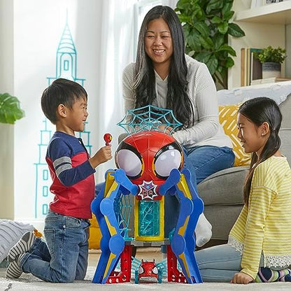 Conjunto de Brinquedo Marvel Spidey e Sua Turma: Web-Quarters (QG da Teia) com Boneco do Spidey, Veículo e Acessórios