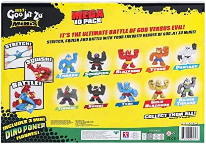 Heróis de Goo Jit Zu Minis, Pacote Mega com 10 Miniaturas. Estique, aperte e batalhe com 10 miniaturas em um único pacote!