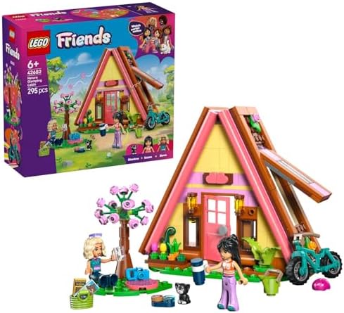 Cabana de Glamping LEGO Friends na Natureza - Casa em Miniatura com 2 Mini Bonecas, Figura de Gato e Acessórios, incluindo Camas e Comida - Presente de Aniversário para Meninas a partir de 6 Anos - 42682
