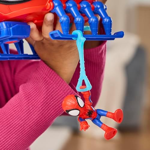 Marvel Homem-Aranha e Seus Incríveis Amigos Equipe Helicóptero do Homem-Aranha, Figura de Ação e Veículo de Brinquedo de 7,6 cm (3 polegadas) com Projétil, Brinquedos de Super-Heróis, Idade 3+