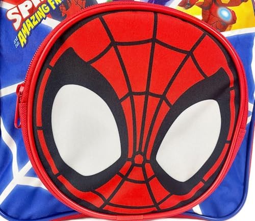 Mochila infantil do Homem-Aranha e seus amigos para meninos e meninas, ideal para escola, viagens e para levar o lanche.