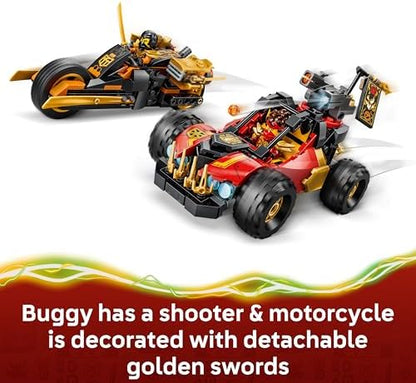 LEGO NINJAGO Veículos Combináveis de Kai e Cole - Carro Ninja, Moto, 3 Minifiguras incluindo Kai e Cole com Katanas - Ótima Ideia de Presente para Meninos a partir de 7 Anos e Fãs de Dragon Ball Rising - 71864