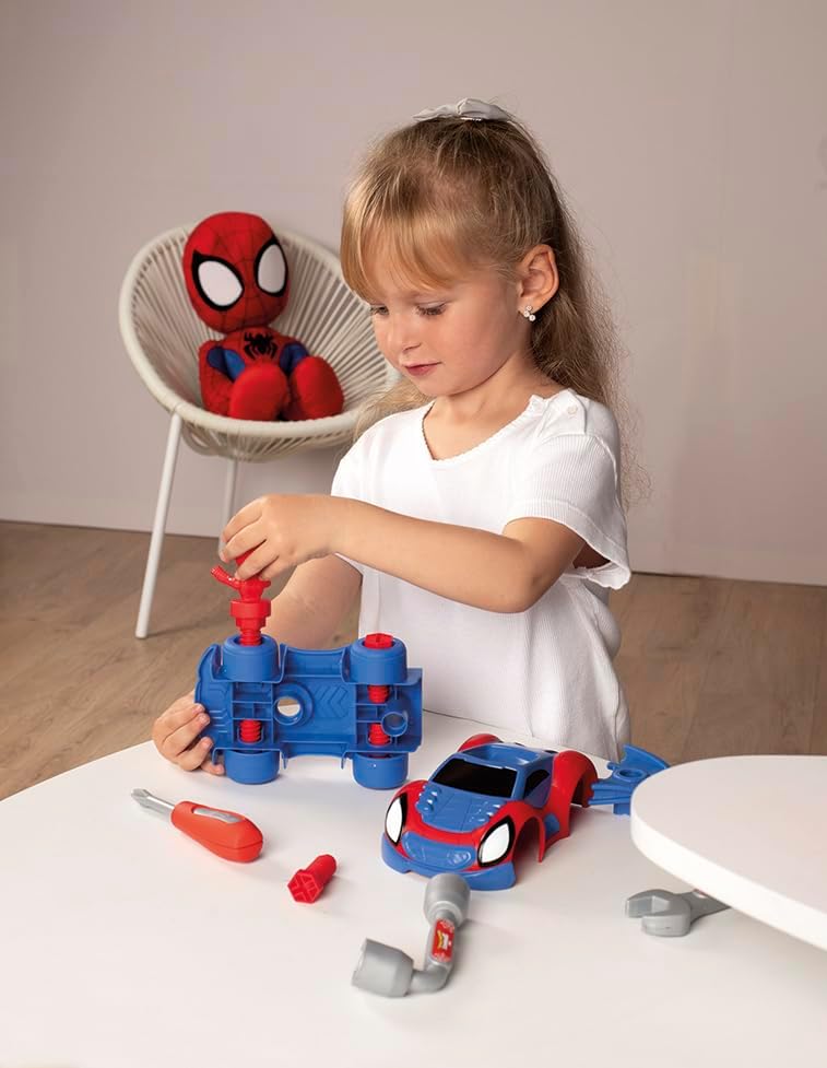 SMOBY Caixa de Ferramentas do Homem-Aranha e Seus Incríveis Amigos para crianças - Ajude o Homem-Aranha a construir aventuras por todo o Aranhaverso. Inclui acessórios e adesivos para meninos e meninas de 3 a 7 anos.