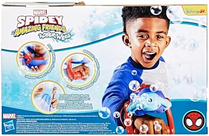 Marvel Homem-Aranha e Seus Incríveis Amigos – Lançador de Bolhas de Água com 3 Varinhas, Solução para Bolhas e Funil de Recarga – Brinquedo de Faz de Conta para Crianças a partir de 3 Anos