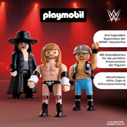Playmobil | WWE® | Multipack Attitude Era | Conjunto de figuras com Undertaker, “Stone Cold” Steve Austin e Triple H | Para fãs a partir de 5 anos | 71957