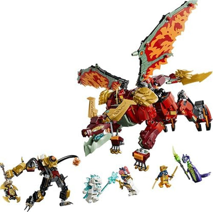 LEGO NINJAGO Dragão Mecânico Transformável do Wyldfyre - Figura de Ação Ninja 2 em 1 com o Mecânico da Imperatriz Beatrix e 6 Minifiguras - Presente de Aniversário para Meninos e Fãs a partir de 9 Anos - 71868