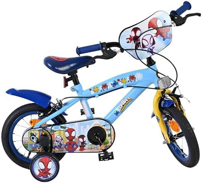 Bicicleta infantil Volare Marvel Homem-Aranha e Amigos Incríveis | Idade 3-5 anos | Roda de 12 polegadas | 2 freios de mão (dianteiro e traseiro), rodinhas de apoio removíveis e refletores nos pedais | Selim ajustável | Presente para meninos e meninas