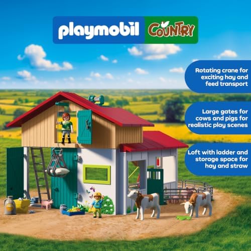 Playmobil | Country | Fazenda Grande | Conjunto com Guindaste de Carga, Estábulos, Muitos Animais e Diversos Acessórios | Para Crianças a partir de 4 Anos | 72160