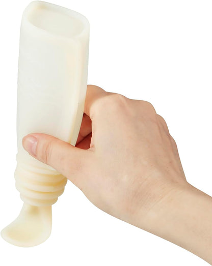 PandaEar Conjunto de 3 saquinhos de silicone reutilizáveis para papinha da, com 3 colheres dosadoras de silicone para purê e armazenamento de alimentos para bebês (cinza claro e nogueira).