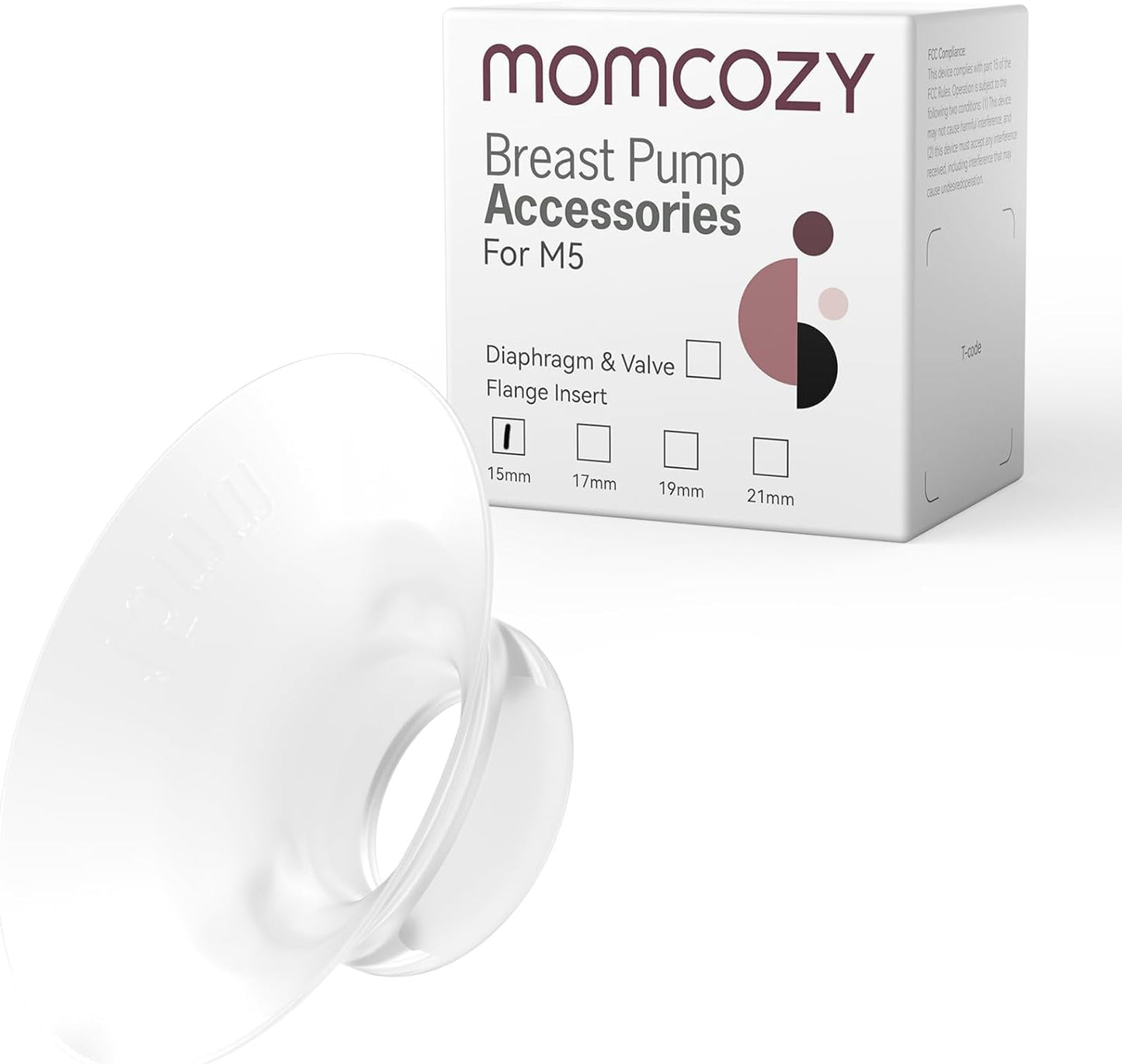 Momcozy Inserção de flange de 15 mm compatível com acessórios de substituição da bomba tira leite Momcozy M5, 1 unidade (15 mm)