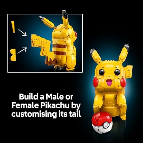 LEGO Pokémon Pikachu e Poké Bola - Conjunto de Construção para Adultos - Kit de Modelo com Figura Articulada de Anime e Suporte de Exibição Dinâmico - Decoração DIY para Quarto ou Mesa - Ideia de Presente Colecionável para Fãs de Jogos - 72152