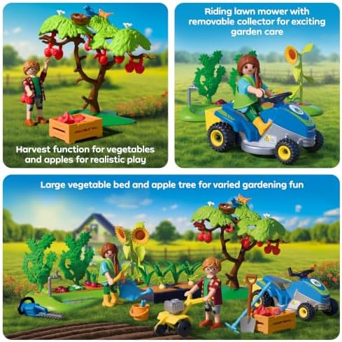 Playmobil | Country | Horta Idílica | Conjunto de Jardim com Trator Cortador de Grama, Vegetais para Colher e Muitos Acessórios | Para Crianças a Partir de 4 Anos | 72165