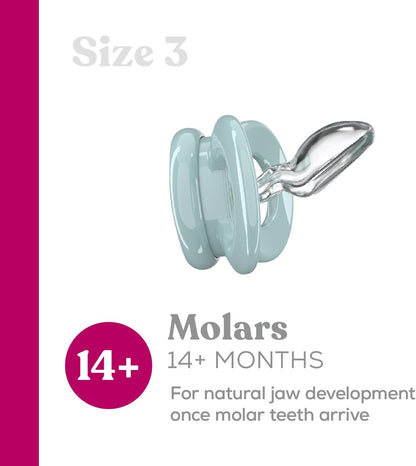 Dentistar Conjunto de 2 chupetas Day & Night - Tamanho 3 para mais de 14 meses - Chupeta de silicone adequada para dentes e mandíbulas - com 1 chupeta que brilha no escuro - Turquesa/Azul