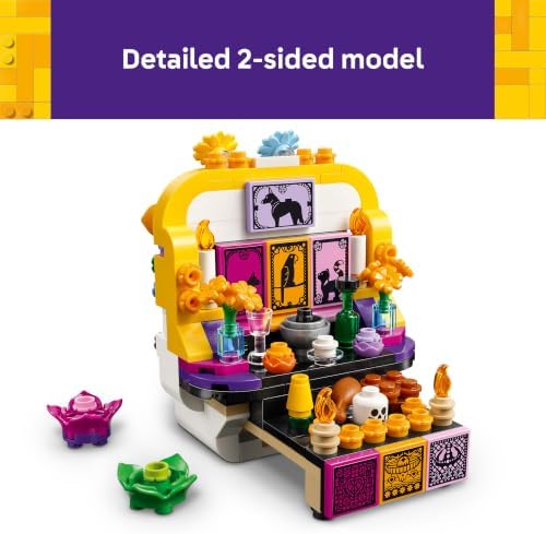 LEGO Altar dos Mortos – Kit de artesanato infantil com caveira, flores artificiais e acessórios de comida – Decoração para o Dia dos Mortos – Ideia de presente para meninos e meninas a partir de 9 anos – 40811