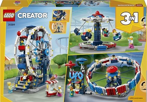 LEGO Creator 3 em 1 Roda-Gigante Icônica - Modelo de Parque Temático que se Transforma em um OVNI ou Carrossel - Decoração DIY para Quarto Infantil - Presente de Aniversário para Meninos e Meninas a partir de 8 Anos - 31389