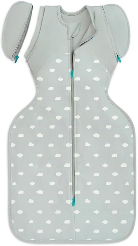 Love To Dream Swaddle Up Transition, tamanho Médio (6-8,5 kg), Branco North Star, Ajuste Perfeito, Abas Removíveis com Zíper, 1,5 Tog, Adequado para Temperaturas Amenas (18-22°C), Lavável à Máquina e com Zíper Duplo para Facilitar a Troca de Fraldas