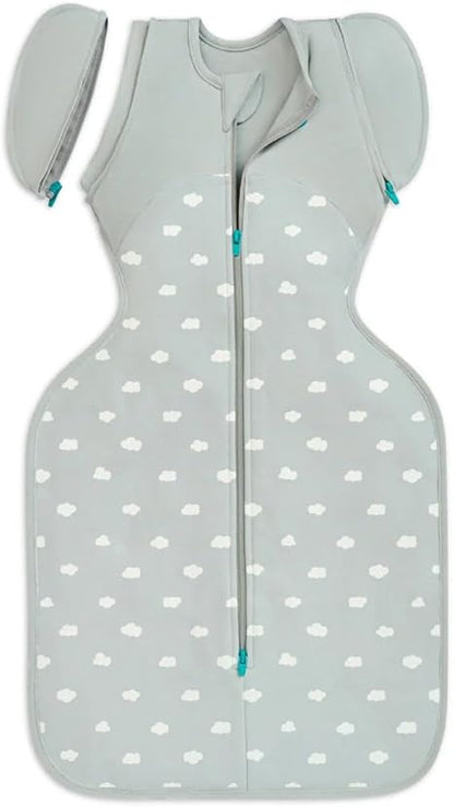 Love To Dream Swaddle Up Transition, tamanho Médio (6-8,5 kg), Branco North Star, Ajuste Perfeito, Abas Removíveis com Zíper, 1,5 Tog, Adequado para Temperaturas Amenas (18-22°C), Lavável à Máquina e com Zíper Duplo para Facilitar a Troca de Fraldas