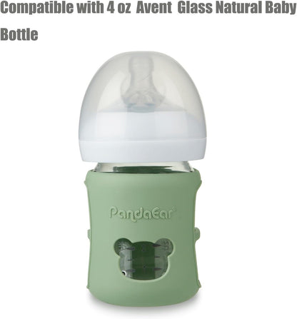 PandaEar Kit com 3 capas de silicone para mamadeiras de vidro Philips Avent Natural de 120ml (4 oz). Resistentes a quebras, inquebráveis e ao calor, livres de BPA e compatíveis com mamadeiras de vidro Avent de 120ml (4 oz).