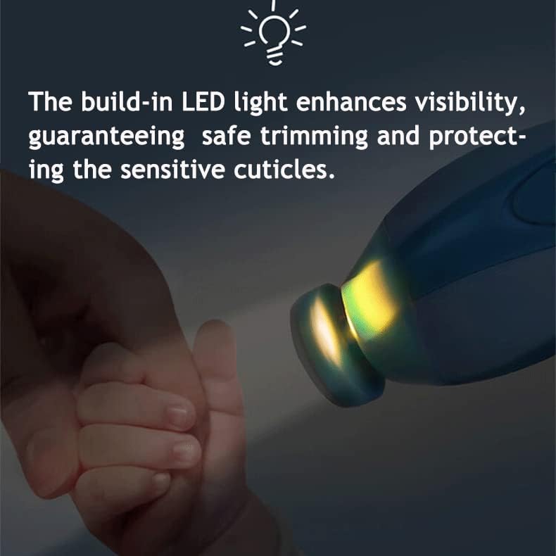 PandaEar Aparador de Unhas Elétrico para Bebês, Kit com 6 Lixas de Reposição Extras (Azul)