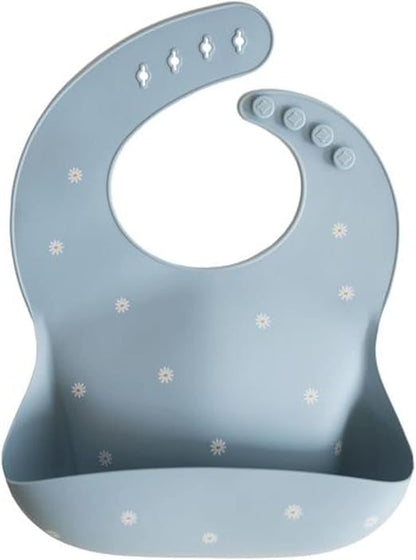Mushie Babador de Silicone Baby | Babadores Impermeáveis com Ajuste Perfeito | Babadores Fáceis de Limpar para Alimentação do Bebê | 4 Tamanhos Ajustáveis com Bolsos Frontais Fundos | 100% Livre de BPA e Ftalatos