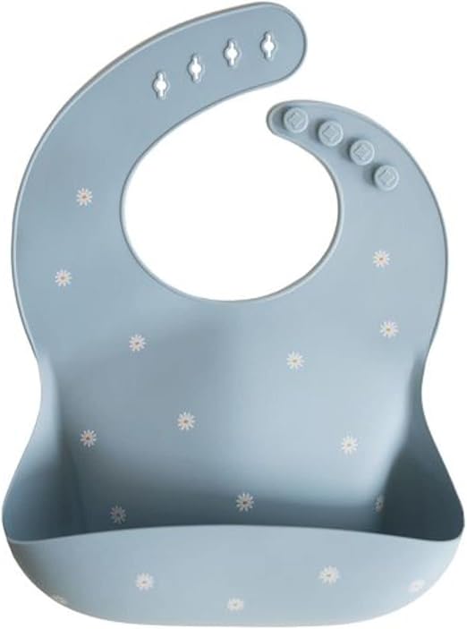 Mushie Babador de Silicone Baby | Babadores Impermeáveis com Ajuste Perfeito | Babadores Fáceis de Limpar para Alimentação do Bebê | 4 Tamanhos Ajustáveis com Bolsos Frontais Fundos | 100% Livre de BPA e Ftalatos