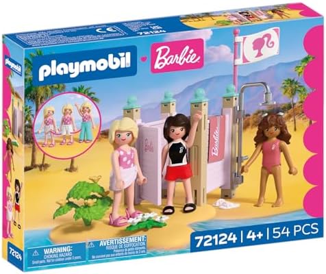 Playmobil | Barbie x Barbie Beach: Jogo de Vestir | Provador e Chuveiro com Barbie, Teresa e Renee | Estimula a Criatividade e o Faz de Conta | Para Crianças a Partir de 4 Anos | 72124