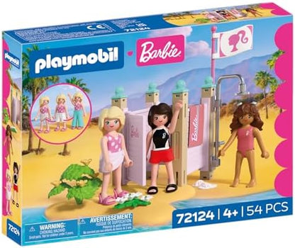 Playmobil | Barbie x Barbie Beach: Jogo de Vestir | Provador e Chuveiro com Barbie, Teresa e Renee | Estimula a Criatividade e o Faz de Conta | Para Crianças a Partir de 4 Anos | 72124
