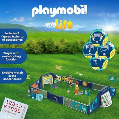 Playmobil | My Life | Arena de Futebol | Campo com Mecanismo de Chute e 2 Gols | Brinquedo de Futebol para Crianças a partir de 4 Anos | 72056