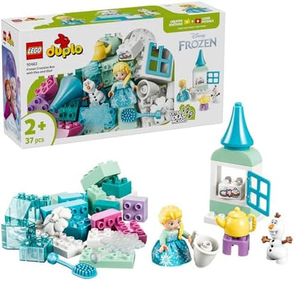 LEGO DUPLO Disney Frozen Caixa Criativa com Elsa e Olaf - Brinquedo Educativo para Desenvolvimento da Coordenação Motora em Crianças - Conjunto Montessori com 2 Figuras - Presente para Meninas e Meninos a partir de 2 Anos - 10462