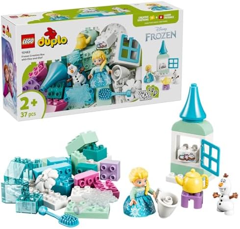 LEGO DUPLO Disney Frozen Caixa Criativa com Elsa e Olaf - Brinquedo Educativo para Desenvolvimento da Coordenação Motora em Crianças - Conjunto Montessori com 2 Figuras - Presente para Meninas e Meninos a partir de 2 Anos - 10462