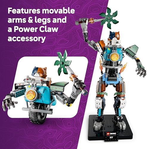 LEGO Fortnite KIT Brinquedo - Figura Interativa com Picareta Garra Poderosa e Roda Giratória para Decoração de Quarto Infantil - Presente Gamer para Meninos, Meninas e Adolescentes a partir de 12 Anos - 77081